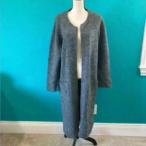 Eileen fisher grey long zip up coat in size xl
